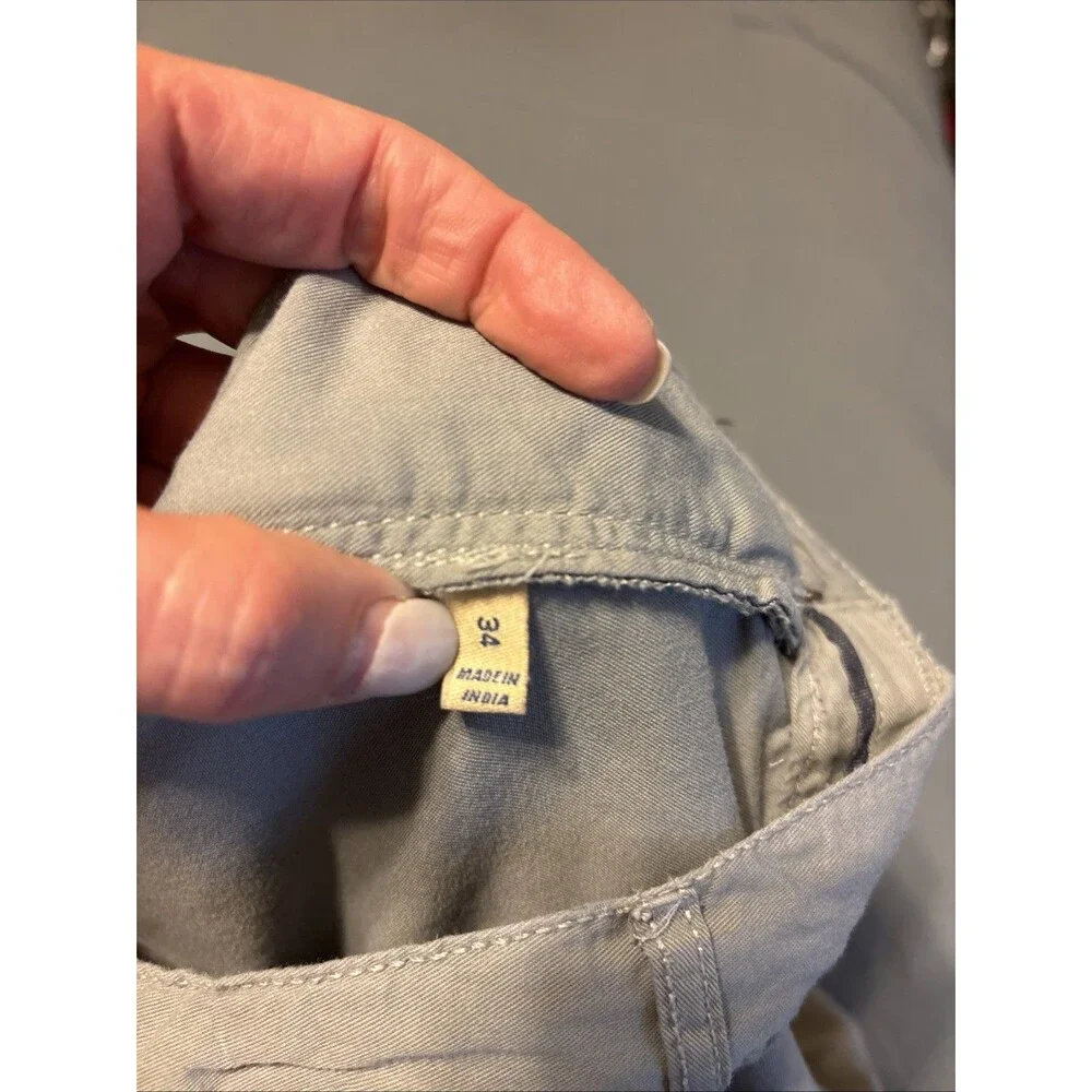 Faherty Mens Movement Chino Shorts Grey Sz 34 Organic Cotton 9” Inseam